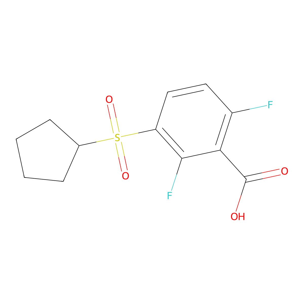 3-(Cyclopentanesulfonyl)-2,6-difluorobenzoic acid molecular structure, CAS 1097007-71-0