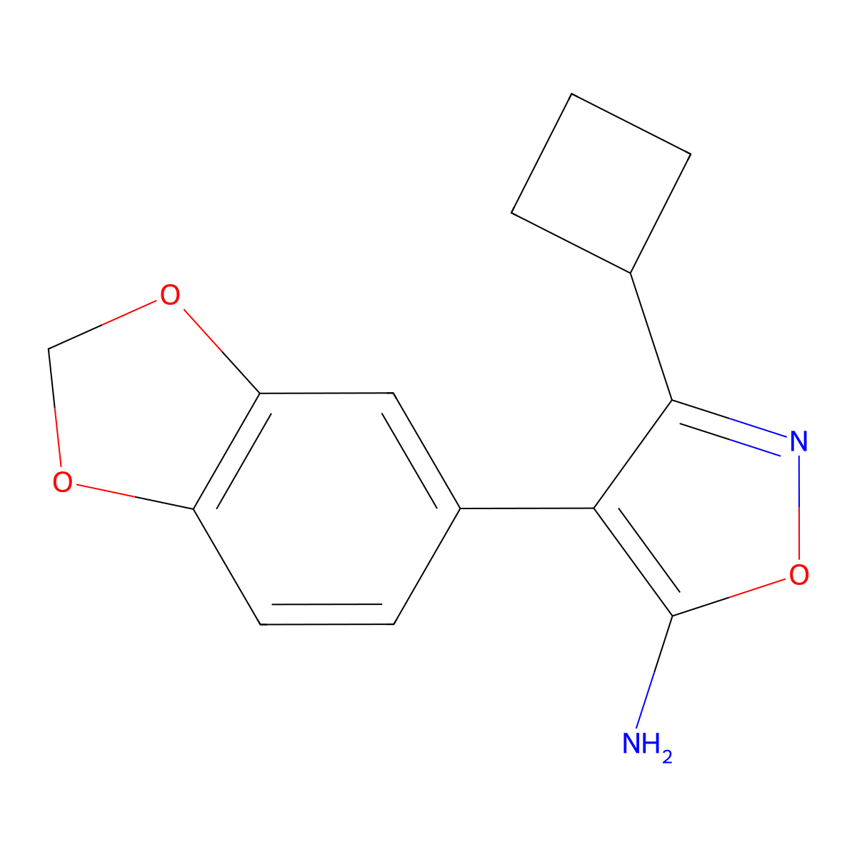 4-(2H-1,3-benzodioxol-5-yl)-3-cyclobutyl-1,2-oxazol-5-amine molecular structure, CAS 1097012-01-5