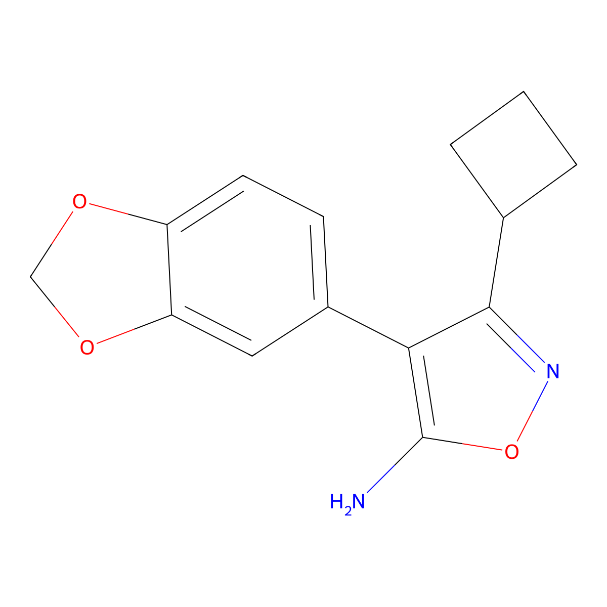 4-(2H-1,3-benzodioxol-5-yl)-3-cyclobutyl-1,2-oxazol-5-amine molecular structure, CAS 1097012-01-5