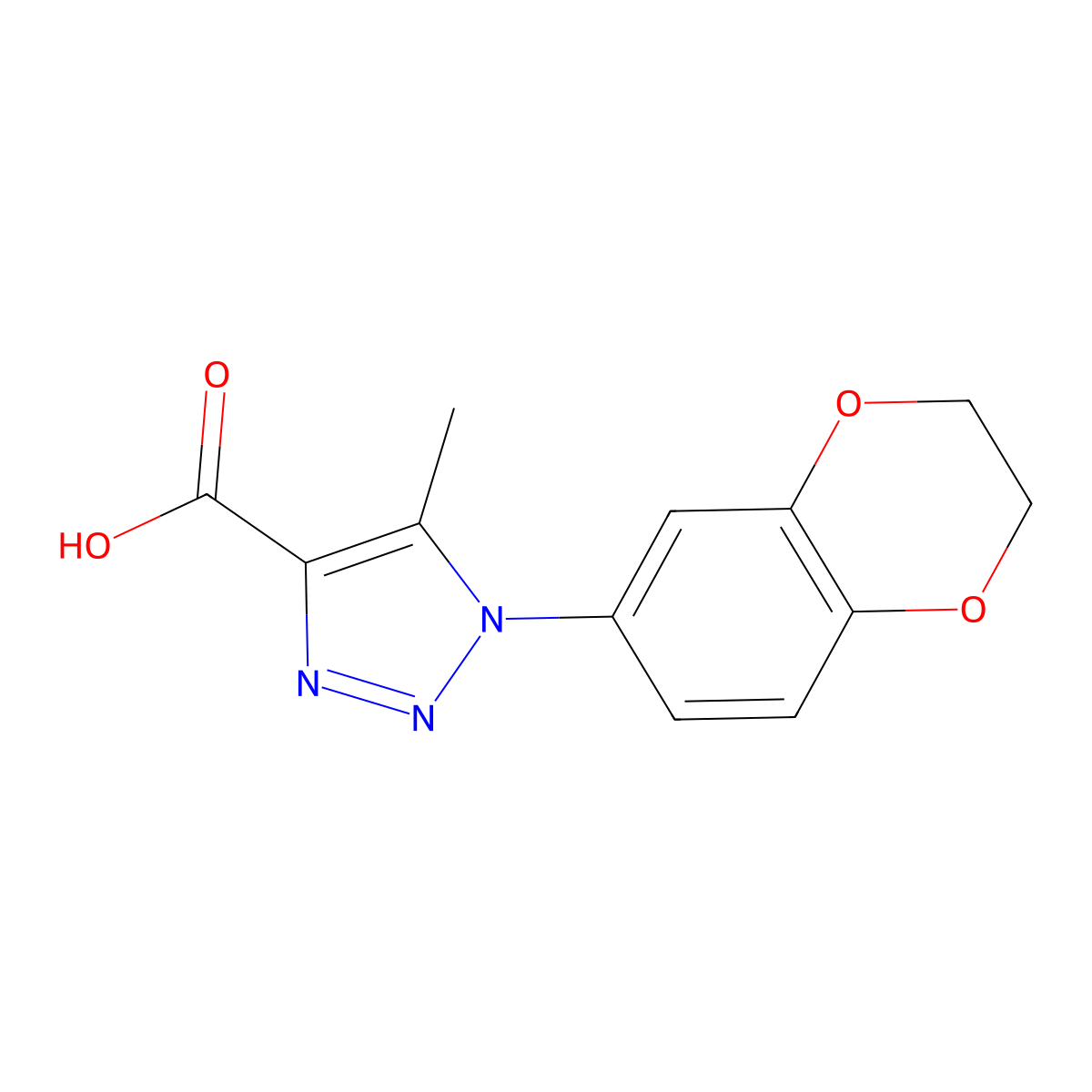 1-(2,3-dihydro-1,4-benzodioxin-6-yl)-5-methyl-1H-1,2,3-triazole-4-carboxylic acid molecular structure, CAS 1097017-99-6