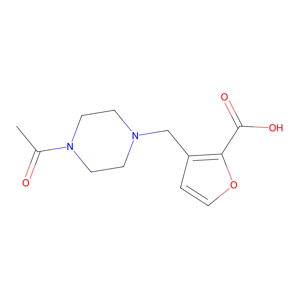 3-[(4-Acetylpiperazin-1-yl)methyl]furan-2-carboxylic acid molecular structure, CAS 1097021-21-0