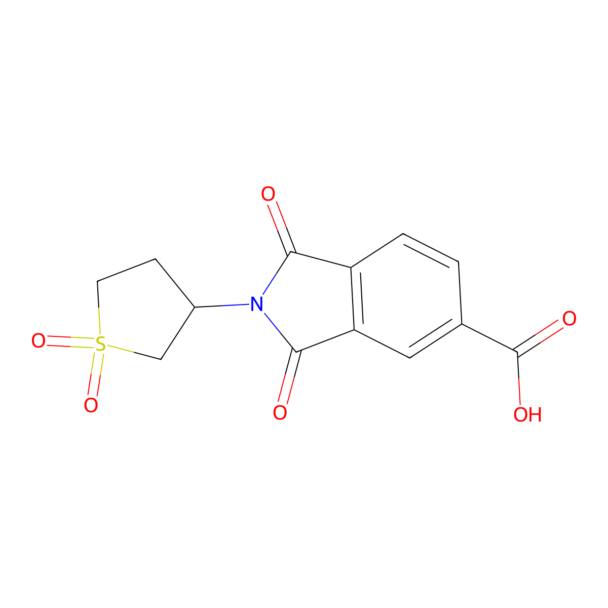 2-(1,1-dioxo-1lambda6-thiolan-3-yl)-1,3-dioxo-2,3-dihydro-1H-isoindole-5-carboxylic acid molecular structure, CAS 1097046-53-1