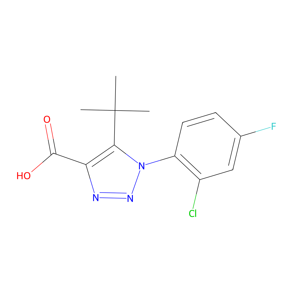 5-tert-butyl-1-(2-chloro-4-fluorophenyl)-1H-1,2,3-triazole-4-carboxylic acid molecular structure, CAS 1097051-08-5