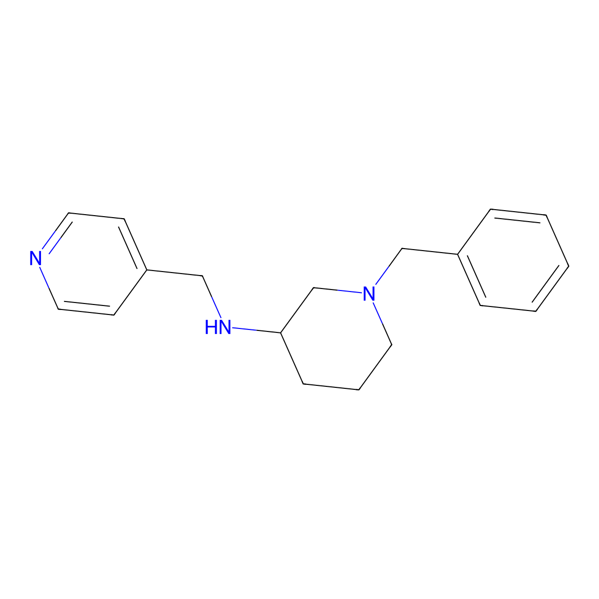 1-benzyl-N-(pyridin-4-ylmethyl)piperidin-3-amine molecular structure, CAS 1097054-27-7