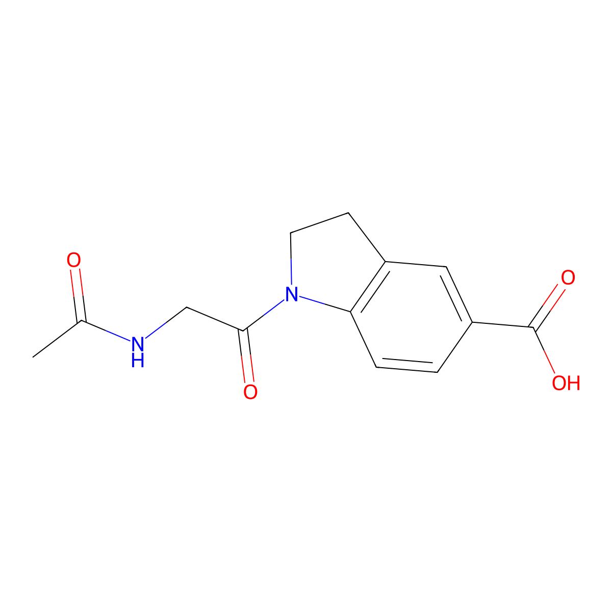 1-(2-acetamidoacetyl)-2,3-dihydro-1H-indole-5-carboxylic acid molecular structure, CAS 1097060-91-7