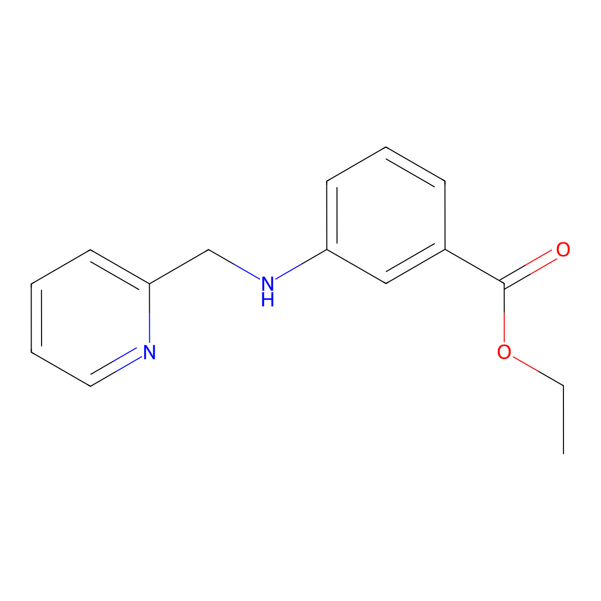 Ethyl 3-{[(pyridin-2-yl)methyl]amino}benzoate molecular structure, CAS 1097062-65-1