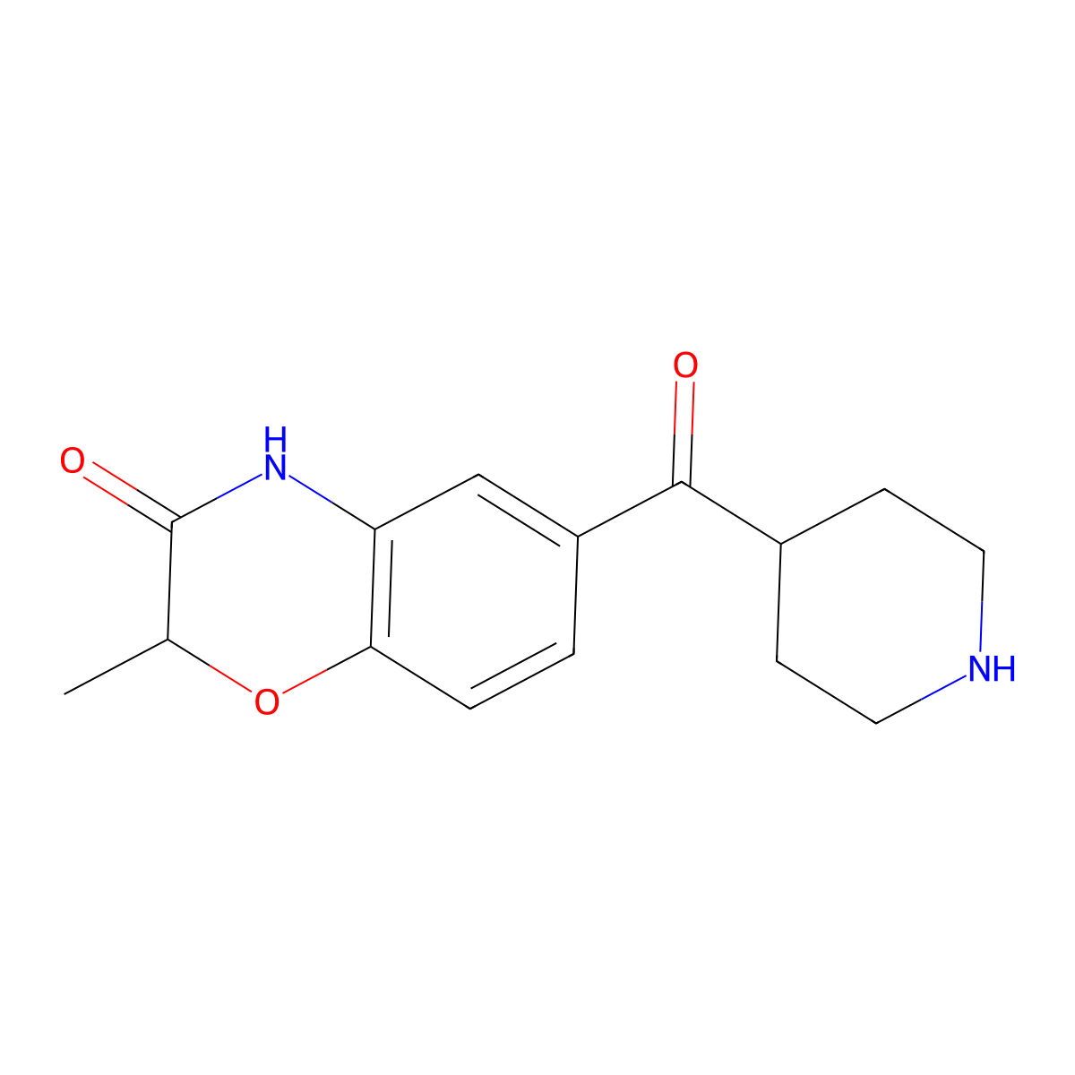 2-methyl-6-(piperidine-4-carbonyl)-3,4-dihydro-2H-1,4-benzoxazin-3-one molecular structure, CAS 1097065-00-3