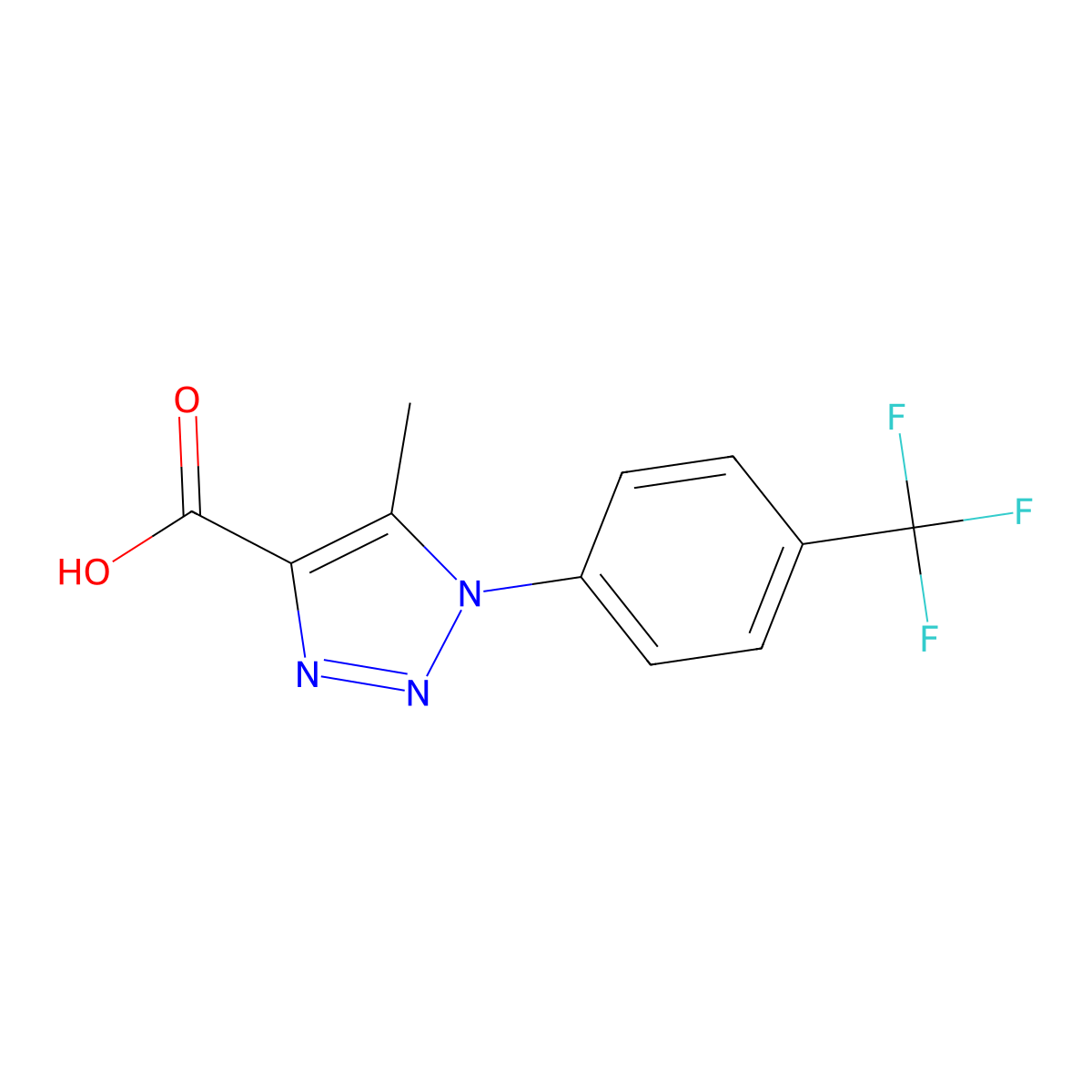 5-methyl-1-[4-(trifluoromethyl)phenyl]-1H-1,2,3-triazole-4-carboxylic acid molecular structure, CAS 1097070-53-5