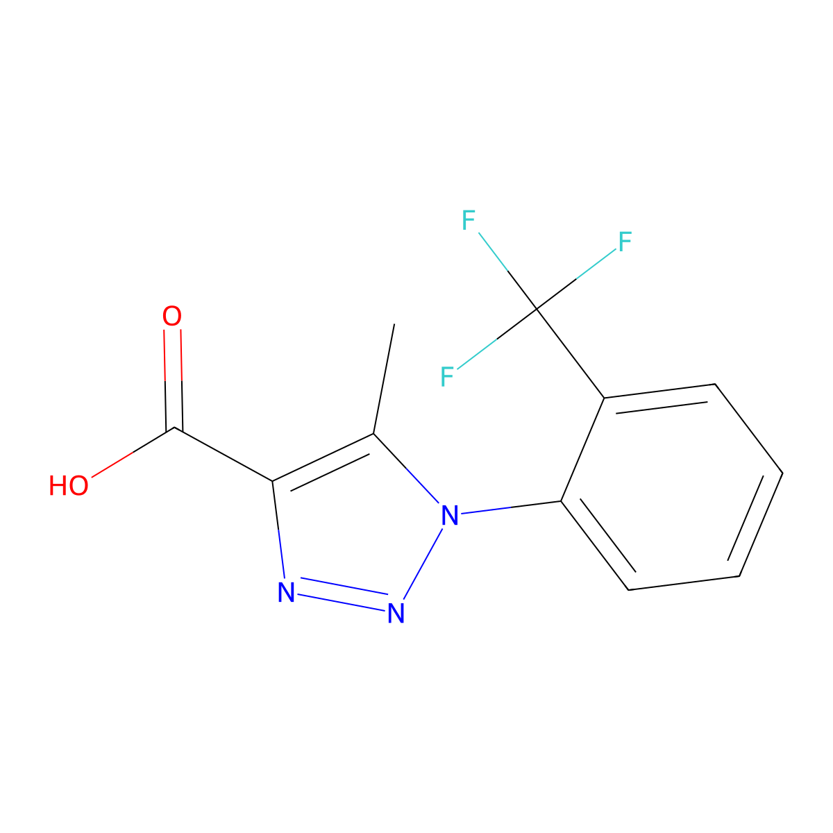 5-methyl-1-[2-(trifluoromethyl)phenyl]-1H-1,2,3-triazole-4-carboxylic acid molecular structure, CAS 1097070-54-6
