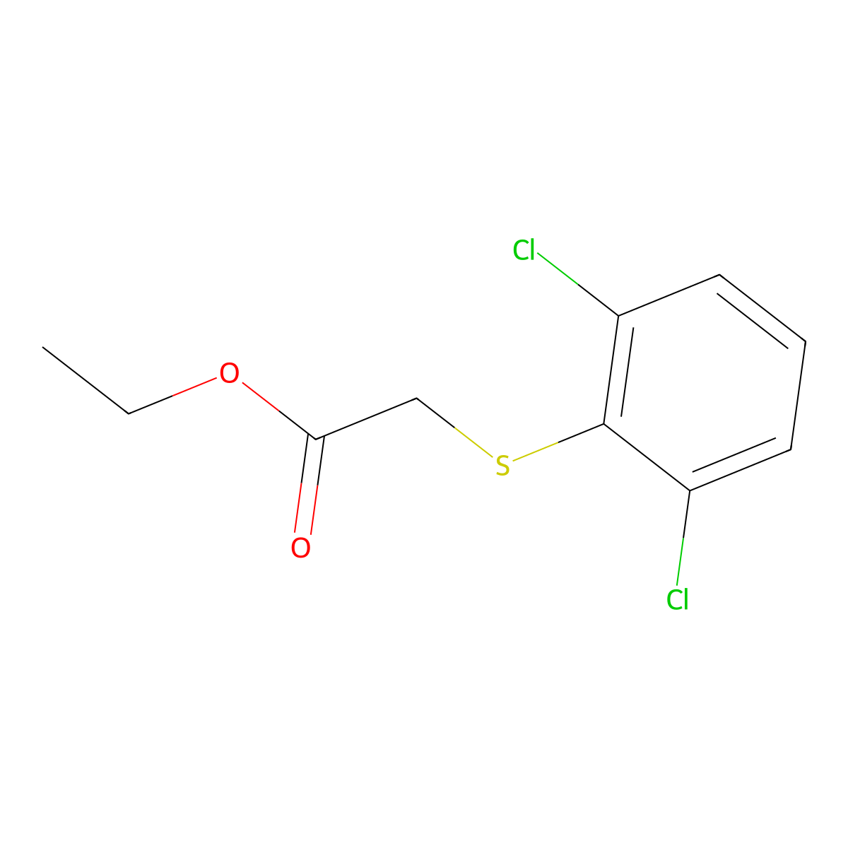 Ethyl 2-(2,6-dichlorophenyl)sulfanylacetate molecular structure, CAS 1097071-89-0