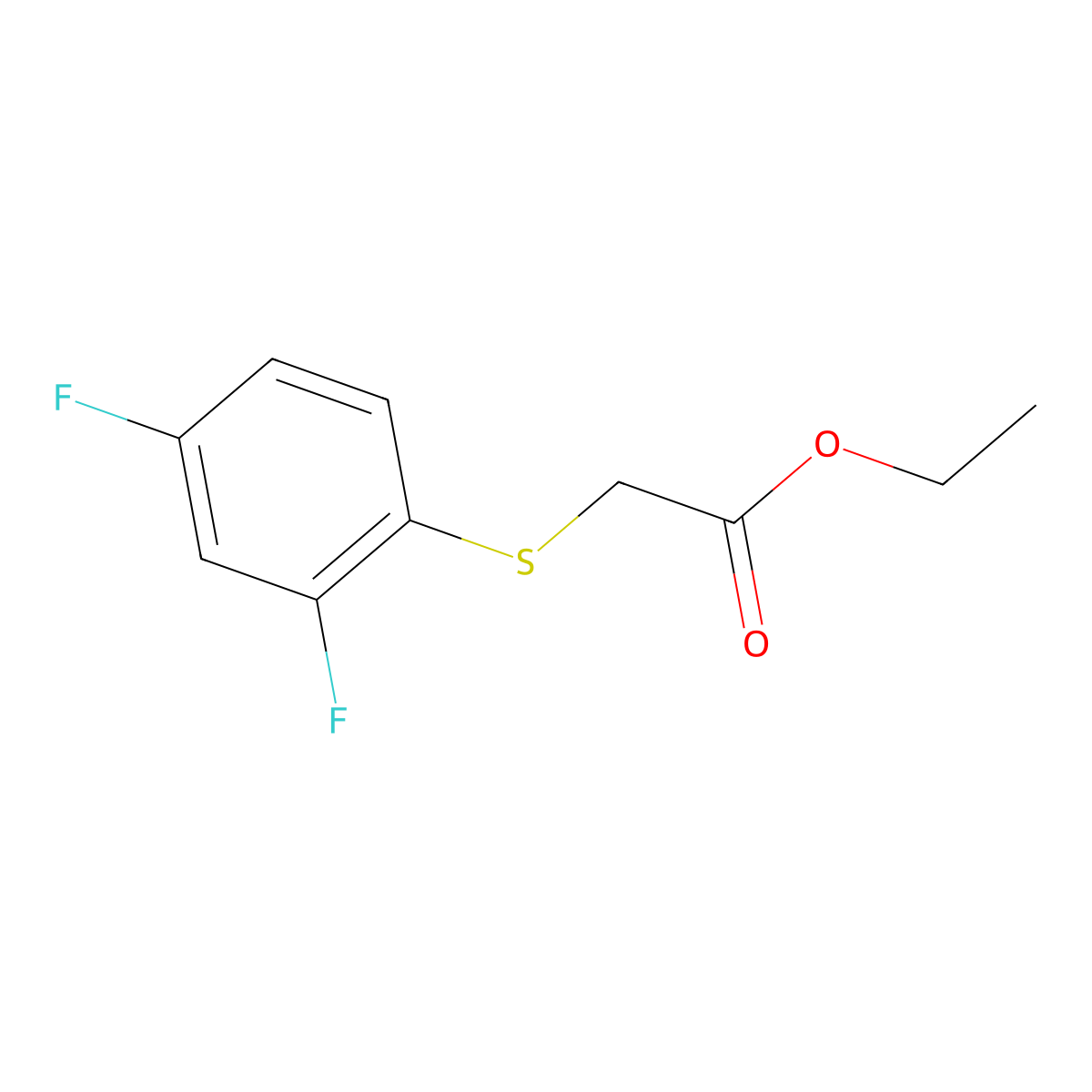 Ethyl 2-((2,4-difluorophenyl)thio)acetate molecular structure, CAS 1097072-09-7