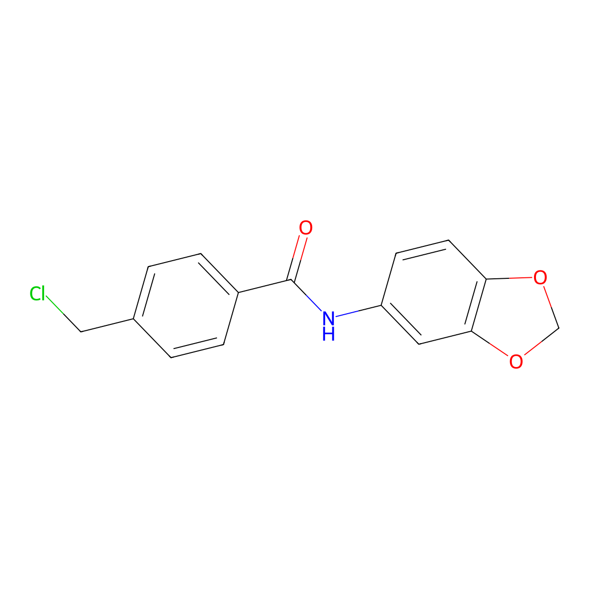 n-(Benzo[d][1,3]dioxol-5-yl)-4-(chloromethyl)benzamide molecular structure, CAS 1097079-93-0