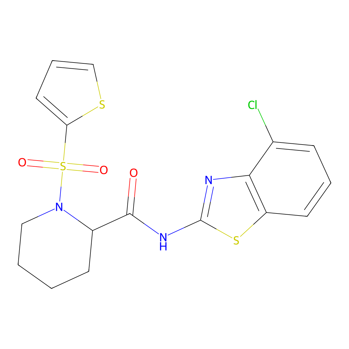 N-(4-chlorobenzo[d]thiazol-2-yl)-1-(thiophen-2-ylsulfonyl)piperidine-2-carboxamide molecular structure, CAS 1097080-78-8