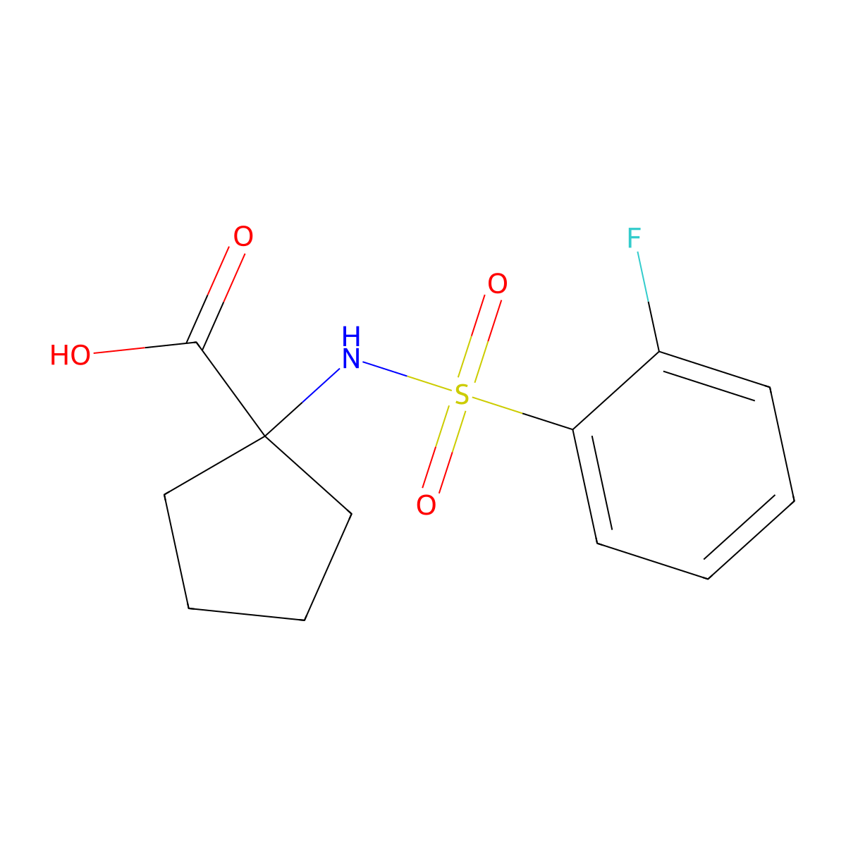 1-(2-Fluorobenzenesulfonamido)cyclopentane-1-carboxylicacid molecular structure, CAS 1097087-79-0
