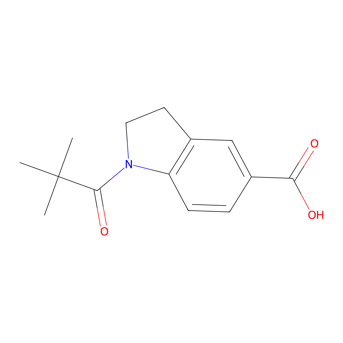 1-(2,2-dimethylpropanoyl)-2,3-dihydro-1H-indole-5-carboxylic acid molecular structure, CAS 1097098-94-6