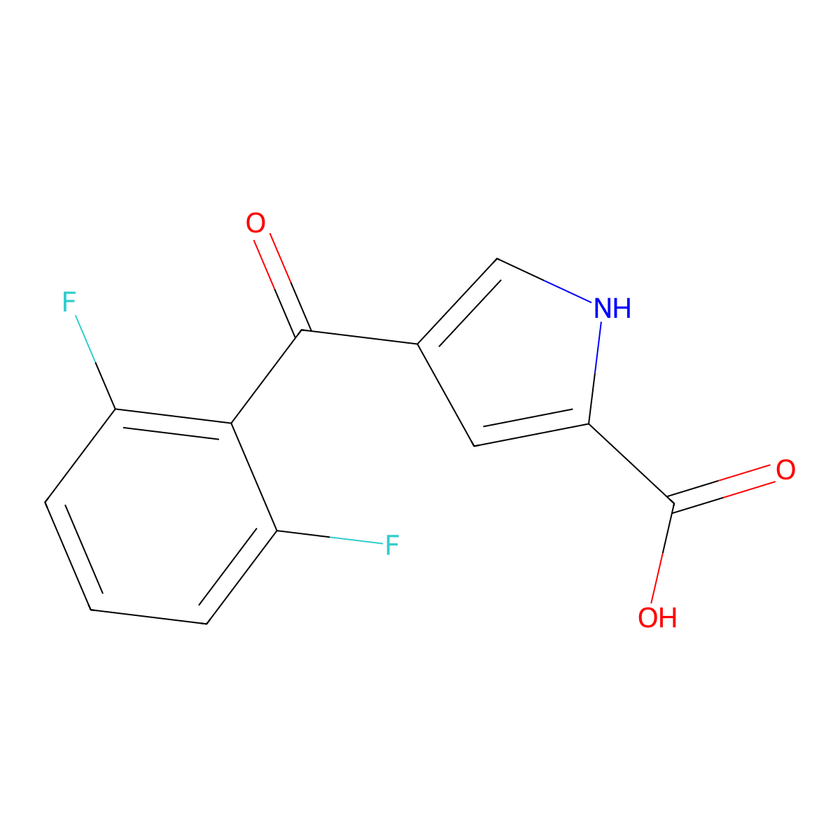 4-(2,6-Difluorobenzoyl)-1h-pyrrole-2-carboxylic acid molecular structure, CAS 1097116-48-7