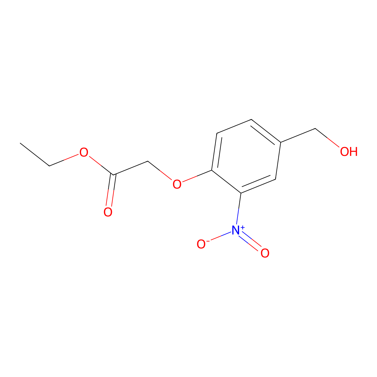 Ethyl 2-(4-(hydroxymethyl)-2-nitrophenoxy)acetate molecular structure, CAS 1097118-42-7