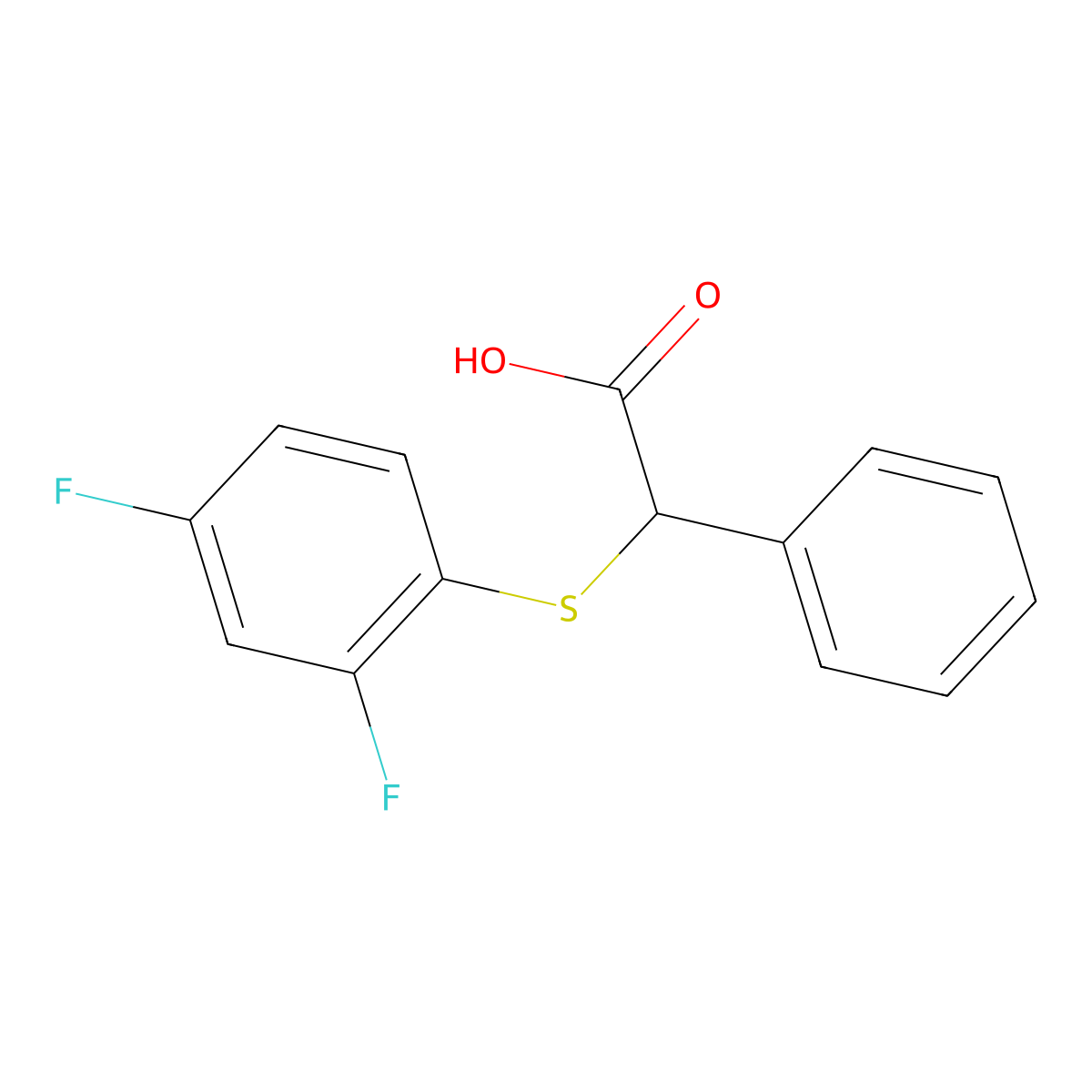 2-[(2,4-Difluorophenyl)sulfanyl]-2-phenylacetic acid molecular structure, CAS 1097125-21-7
