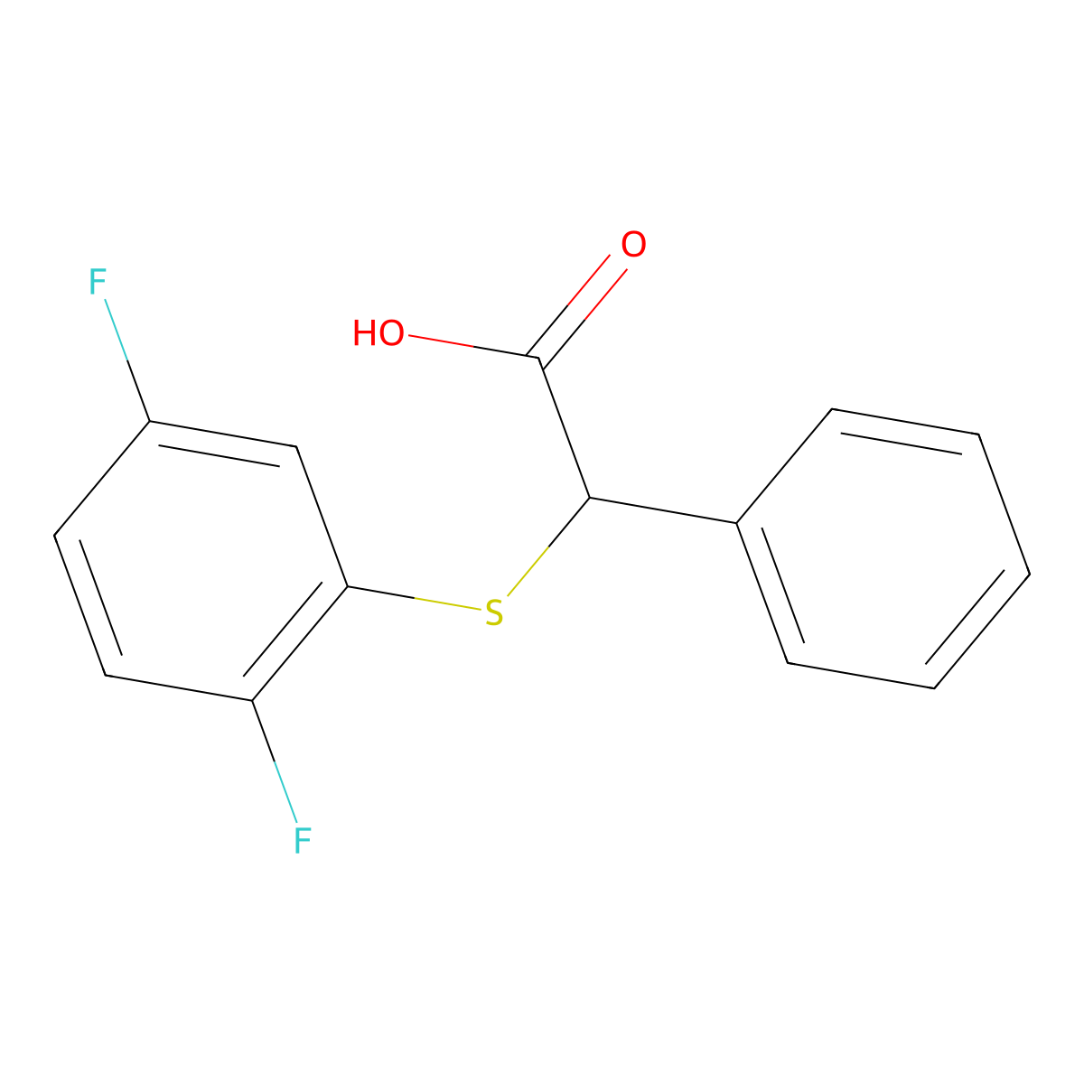 2-((2,5-Difluorophenyl)sulfanyl)-2-phenylacetic acid molecular structure, CAS 1097125-22-8