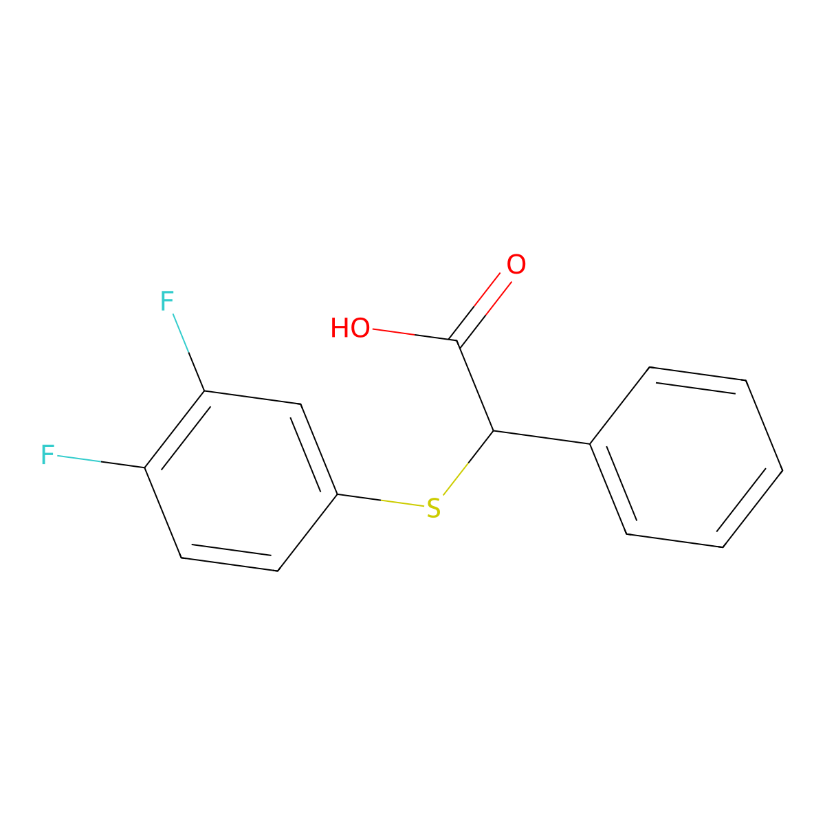2-((3,4-Difluorophenyl)sulfanyl)-2-phenylacetic acid molecular structure, CAS 1097125-23-9