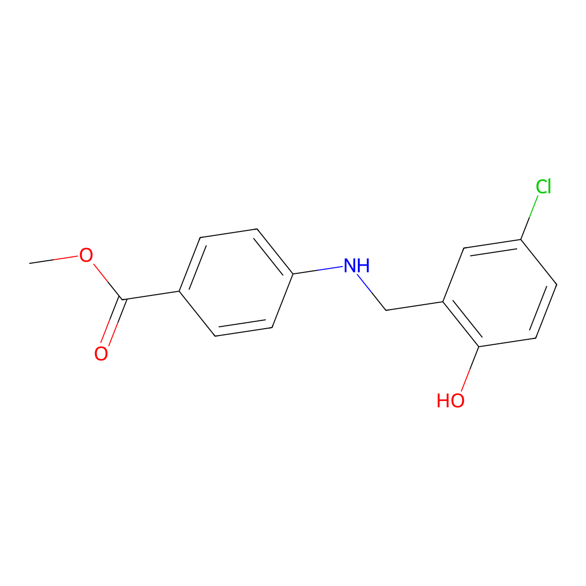 Methyl 4-[(5-chloro-2-hydroxybenzyl)amino]benzoate molecular structure, CAS 1097148-66-7