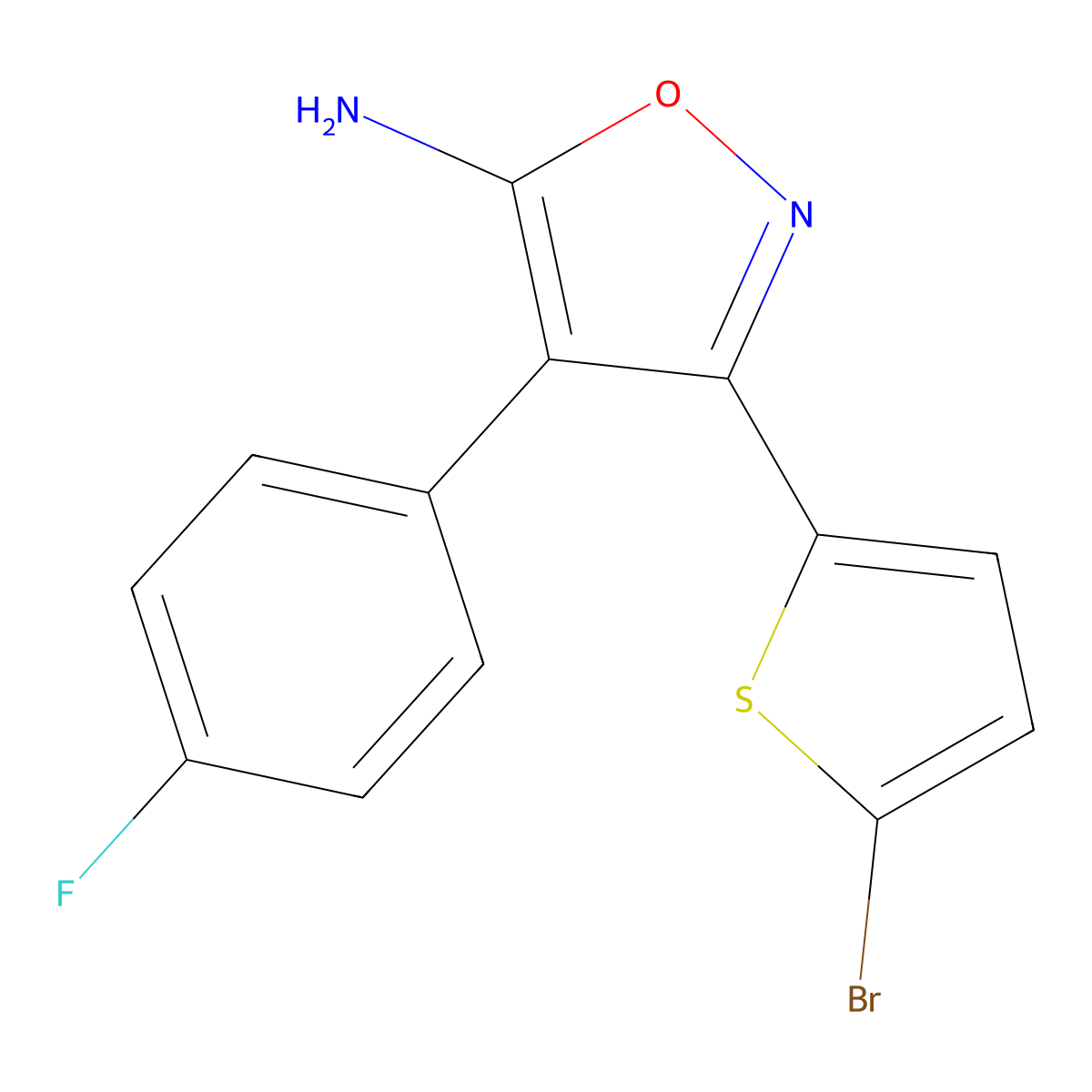 3-(5-Bromothiophen-2-yl)-4-(4-fluorophenyl)-1,2-oxazol-5-amine molecular structure, CAS 1097153-77-9