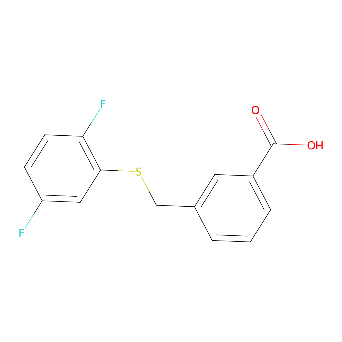 3-{[(2,5-Difluorophenyl)sulfanyl]methyl}benzoic acid molecular structure, CAS 1097168-07-4