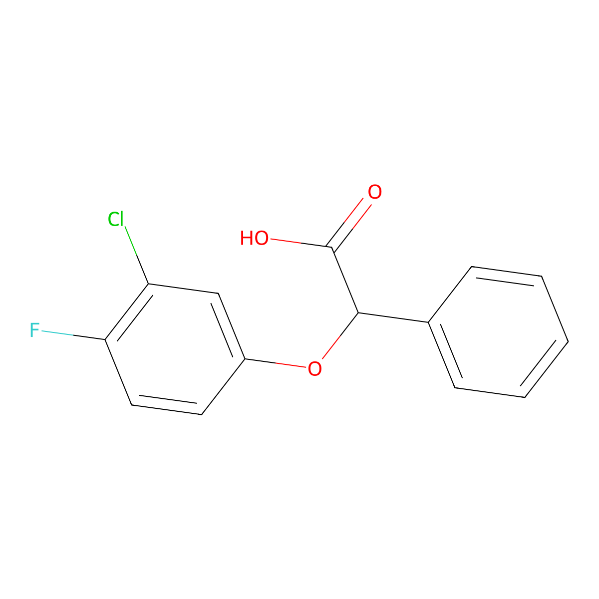 2-(3-Chloro-4-fluorophenoxy)-2-phenylacetic acid molecular structure, CAS 1097168-10-9