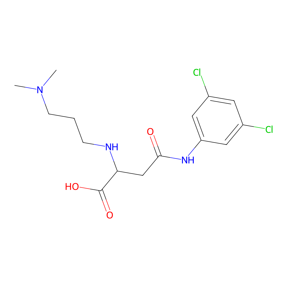 4-((3,5-Dichlorophenyl)amino)-2-((3-(dimethylamino)propyl)amino)-4-oxobutanoic acid molecular structure, CAS 1097190-97-0