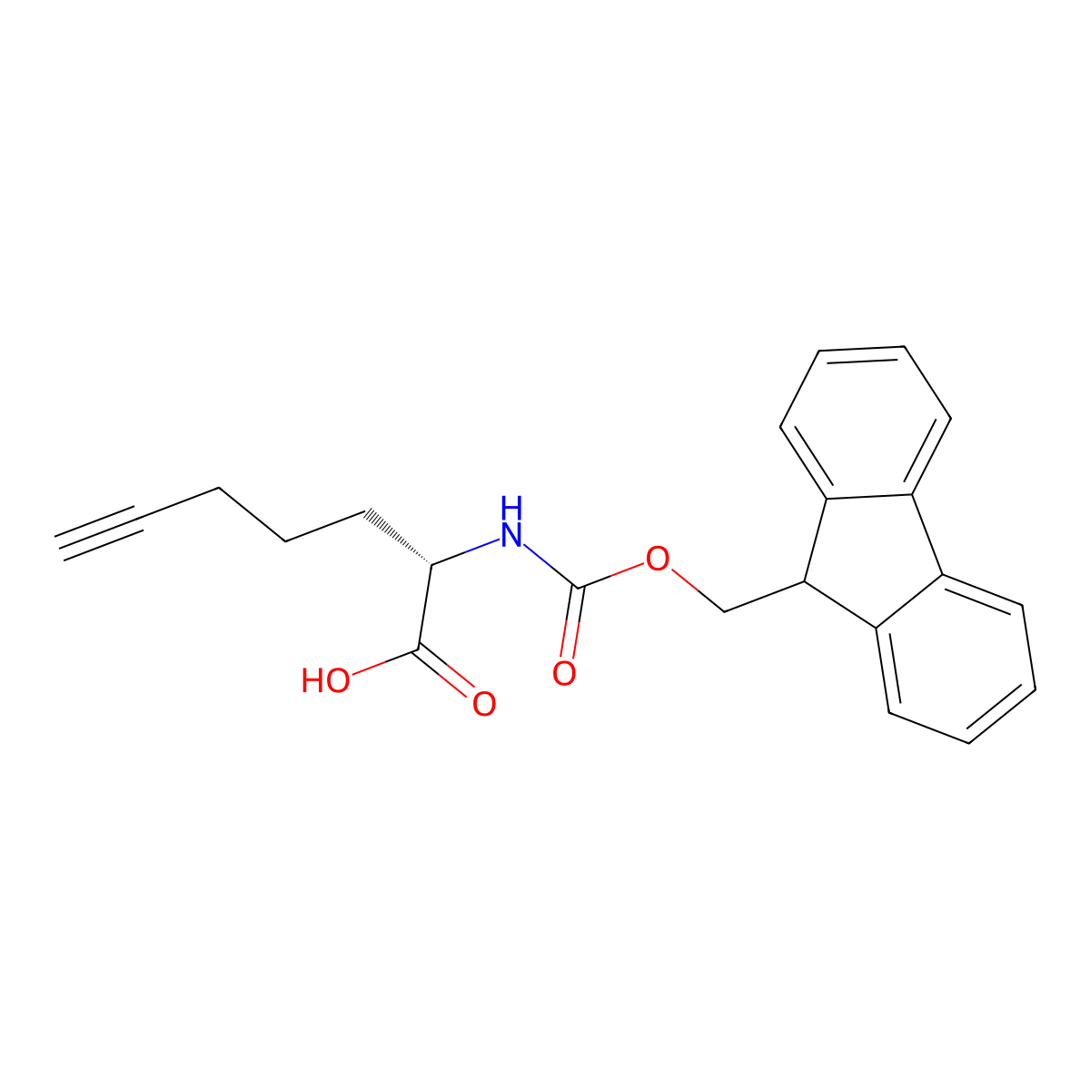 (2S)-2-((((9H-fluoren-9-yl)methoxy)carbonyl)amino)hept-6-ynoic acid molecular structure, CAS 1097192-05-6