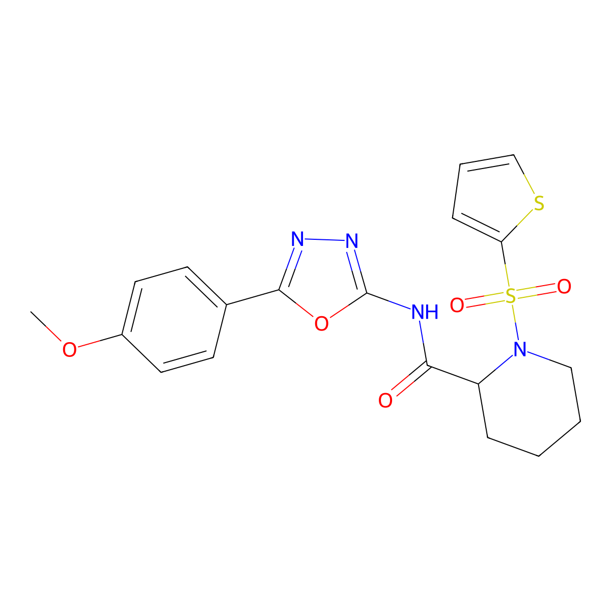N-(5-(4-methoxyphenyl)-1,3,4-oxadiazol-2-yl)-1-(thiophen-2-ylsulfonyl)piperidine-2-carboxamide molecular structure, CAS 1097193-16-2
