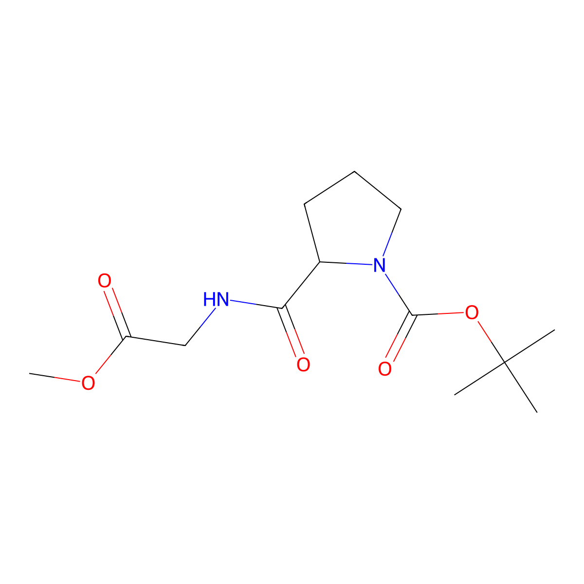 1-Boc-2-(2-methoxy-2-oxoethylcarbamoyl)pyrrolidine molecular structure, CAS 1097194-13-2