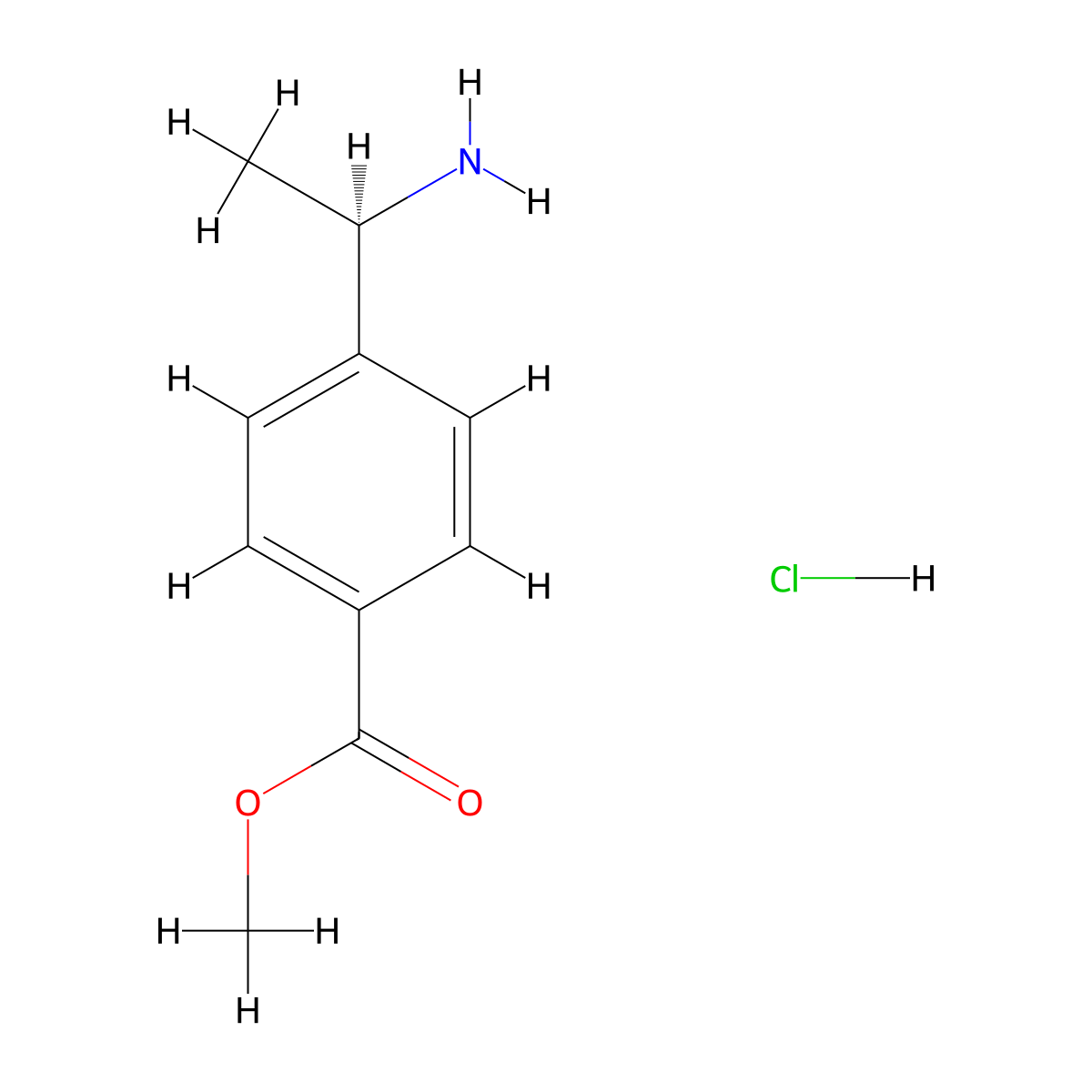 methyl 4-((1R)-1-aminoethyl)benzoate hydrochloride molecular structure, CAS 1097196-96-7
