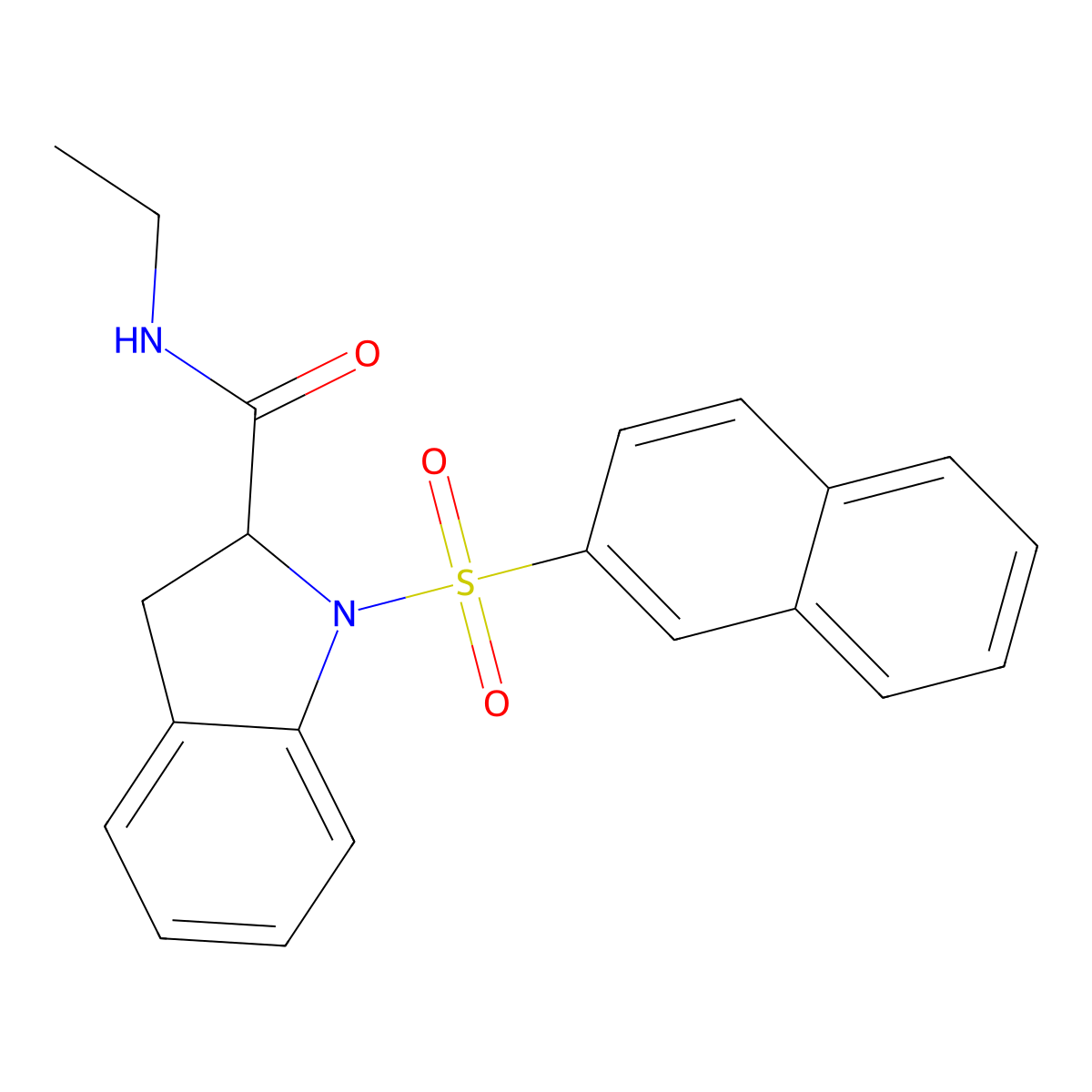 N-ethyl-1-(naphthalen-2-ylsulfonyl)indoline-2-carboxamide molecular structure, CAS 1097202-38-4