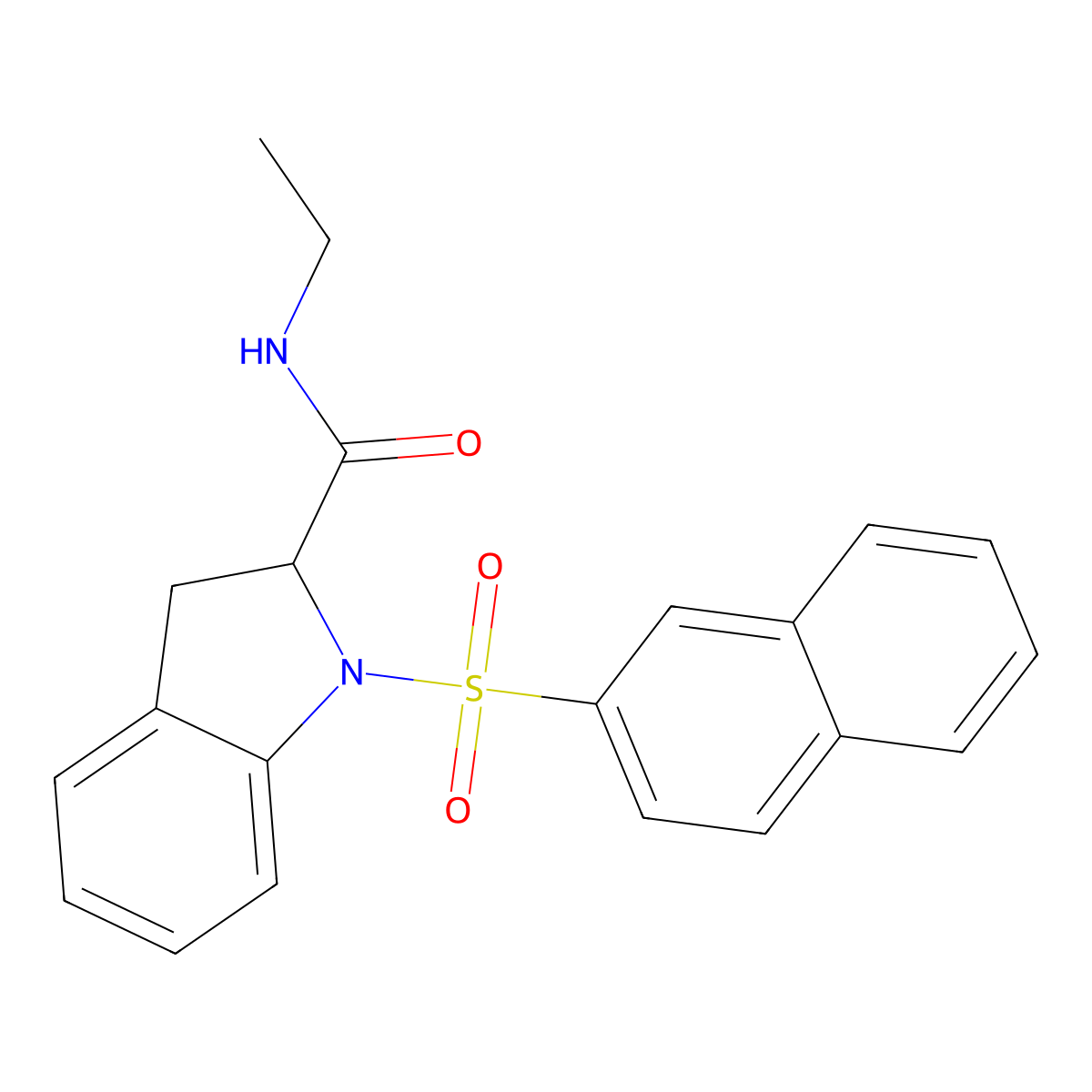 N-ethyl-1-(naphthalen-2-ylsulfonyl)indoline-2-carboxamide molecular structure, CAS 1097202-38-4