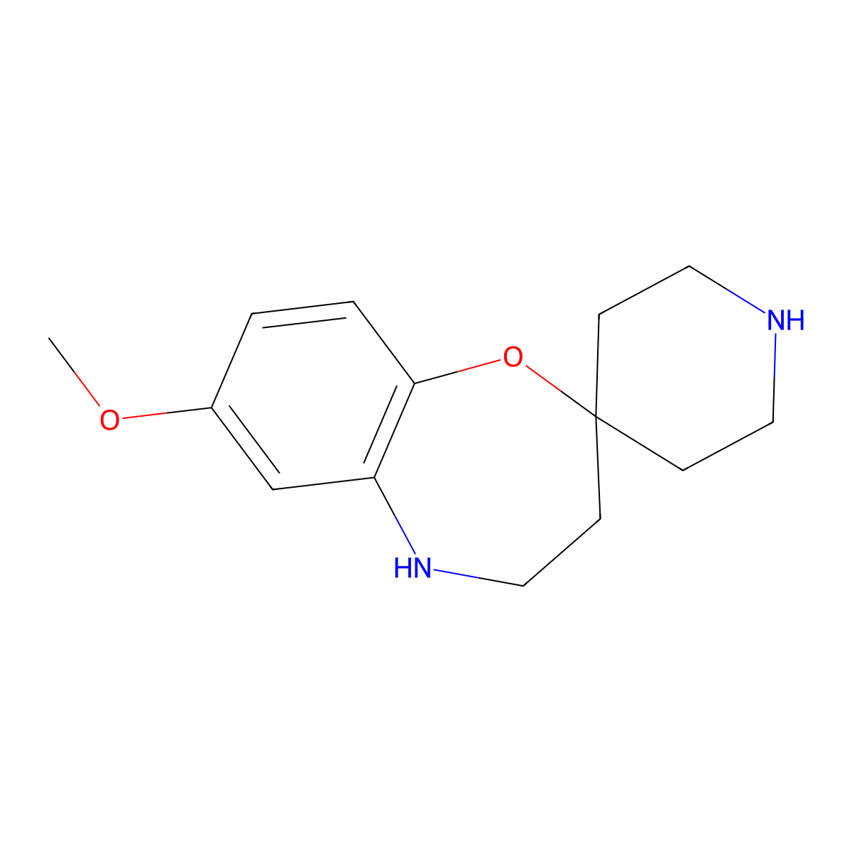 7-Methoxy-4,5-dihydro-3H-spiro[benzo[B][1,4]oxazepine-2,4'-piperidine] molecular structure, CAS 1097233-51-6