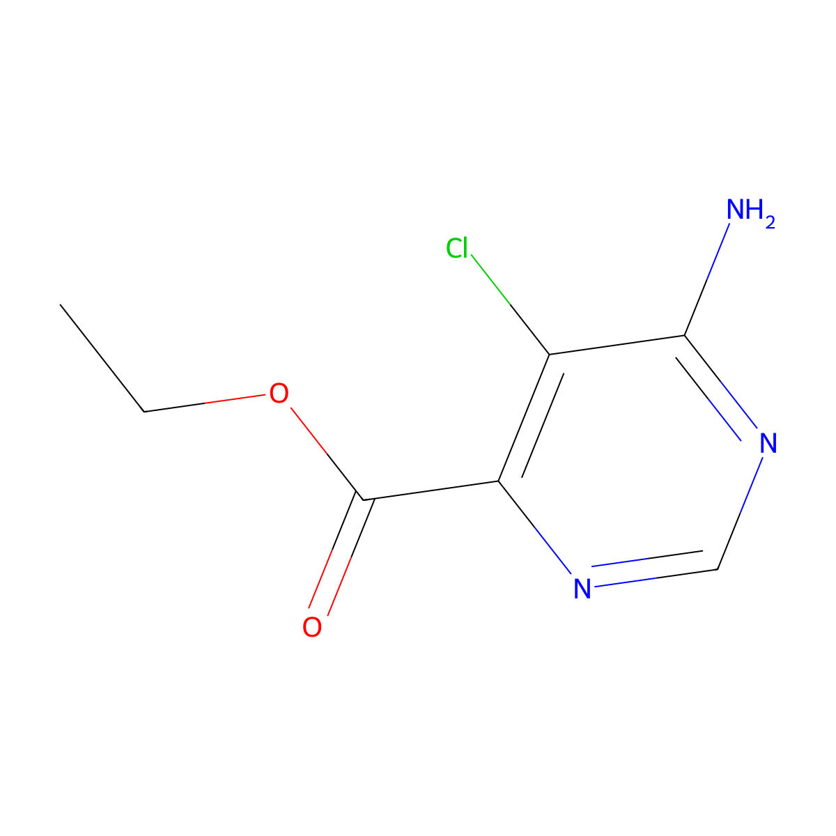 Ethyl 6-amino-5-chloropyrimidine-4-carboxylate molecular structure, CAS 1097250-86-6
