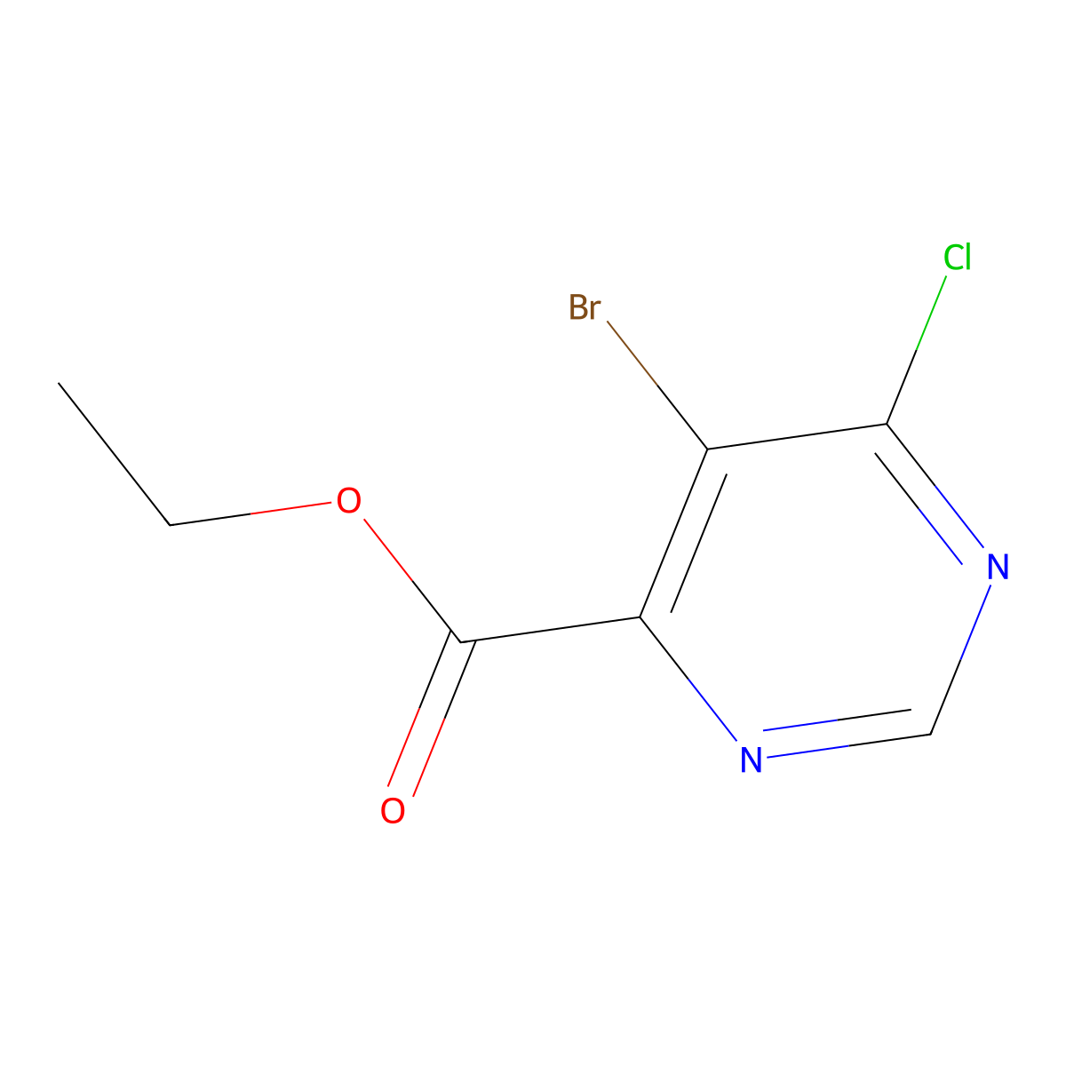 Ethyl 5-bromo-6-chloropyrimidine-4-carboxylate molecular structure, CAS 1097250-94-6