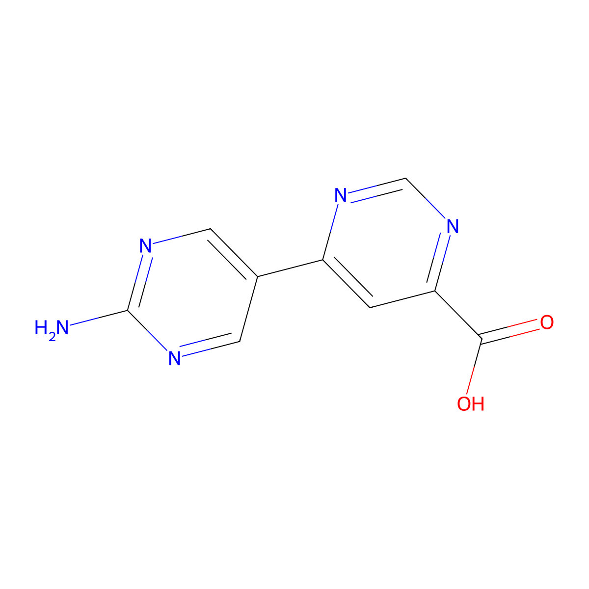 2'-Amino[4,5'-bipyrimidine]-6-carboxylic acid molecular structure, CAS 1097254-56-2