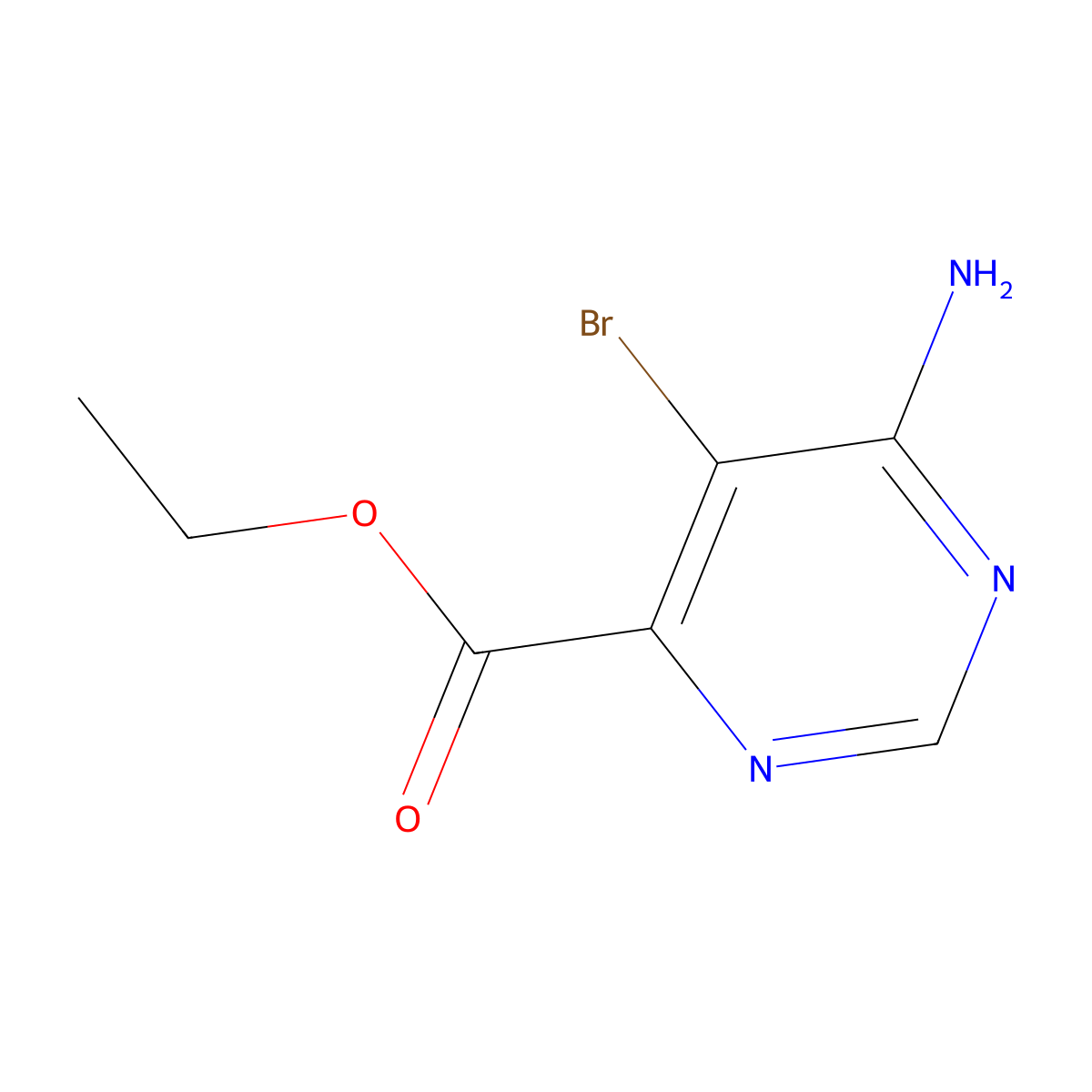 Ethyl 6-amino-5-bromopyrimidine-4-carboxylate molecular structure, CAS 1097256-61-5