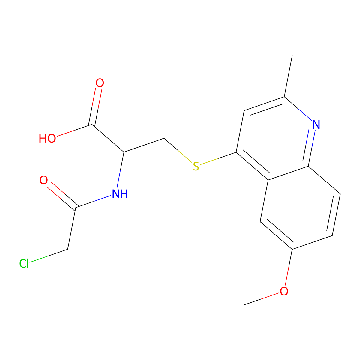 N-(chloroacetyl)-S-(6-methoxy-2-methylquinolin-4-yl)cysteine molecular structure, CAS 1097261-26-1