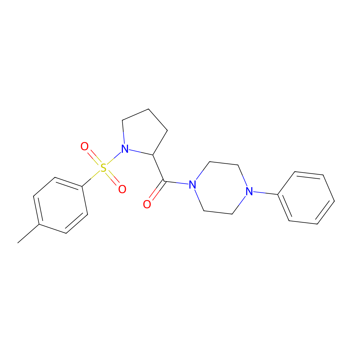 (4-Phenylpiperazin-1-yl)(1-tosylpyrrolidin-2-yl)methanone molecular structure, CAS 1097262-09-3