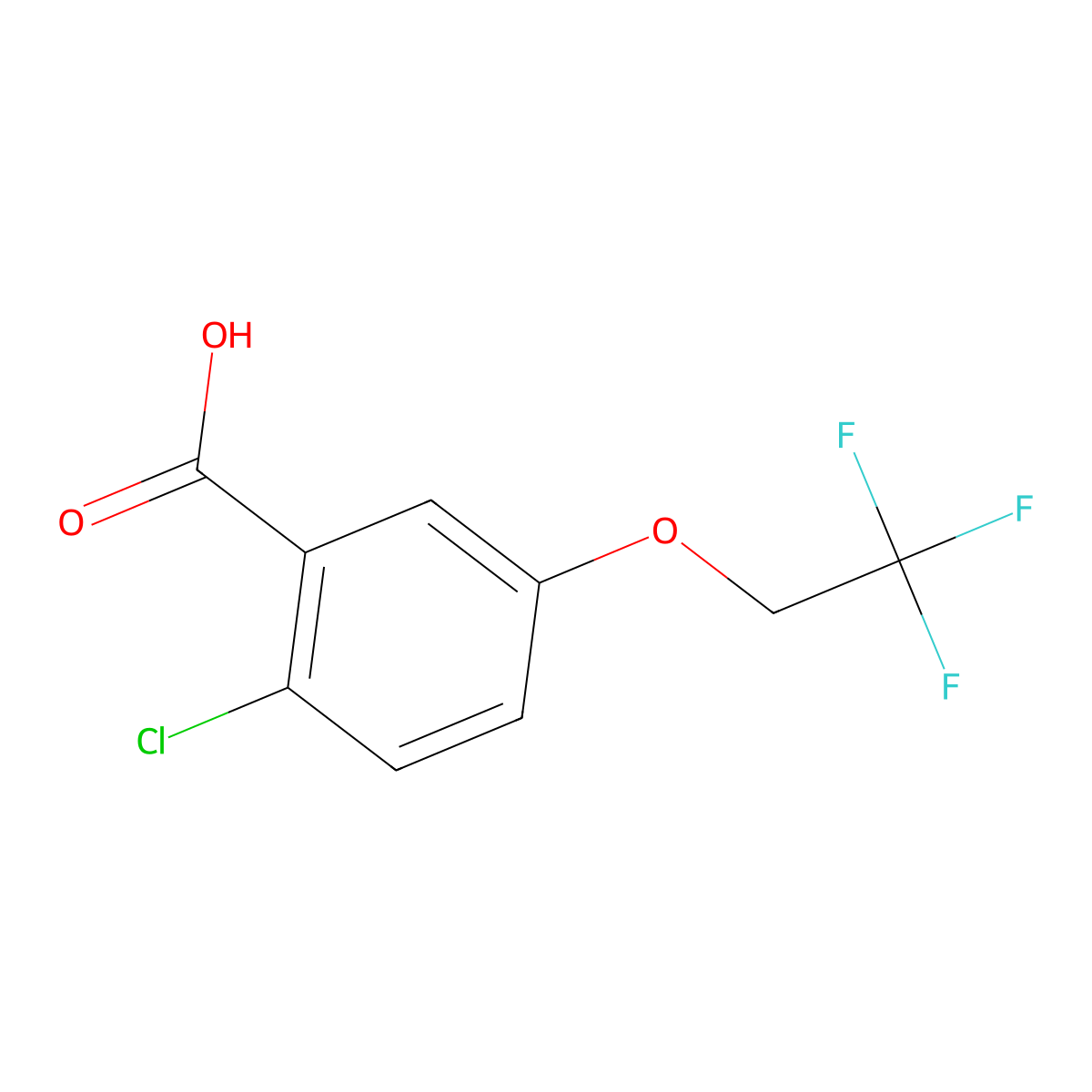 2-Chloro-5-(2,2,2-trifluoroethoxy)benzoic acid molecular structure, CAS 1097308-73-0
