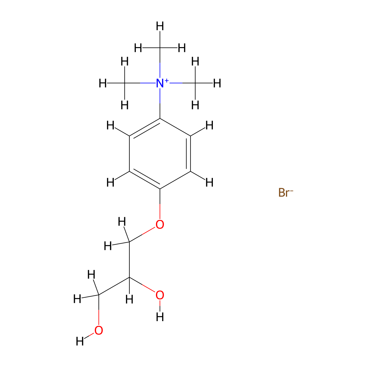 Ammonium, (p-(2,3-dihydroxypropoxy)phenyl)trimethyl-, bromide molecular structure, CAS 109732-00-5