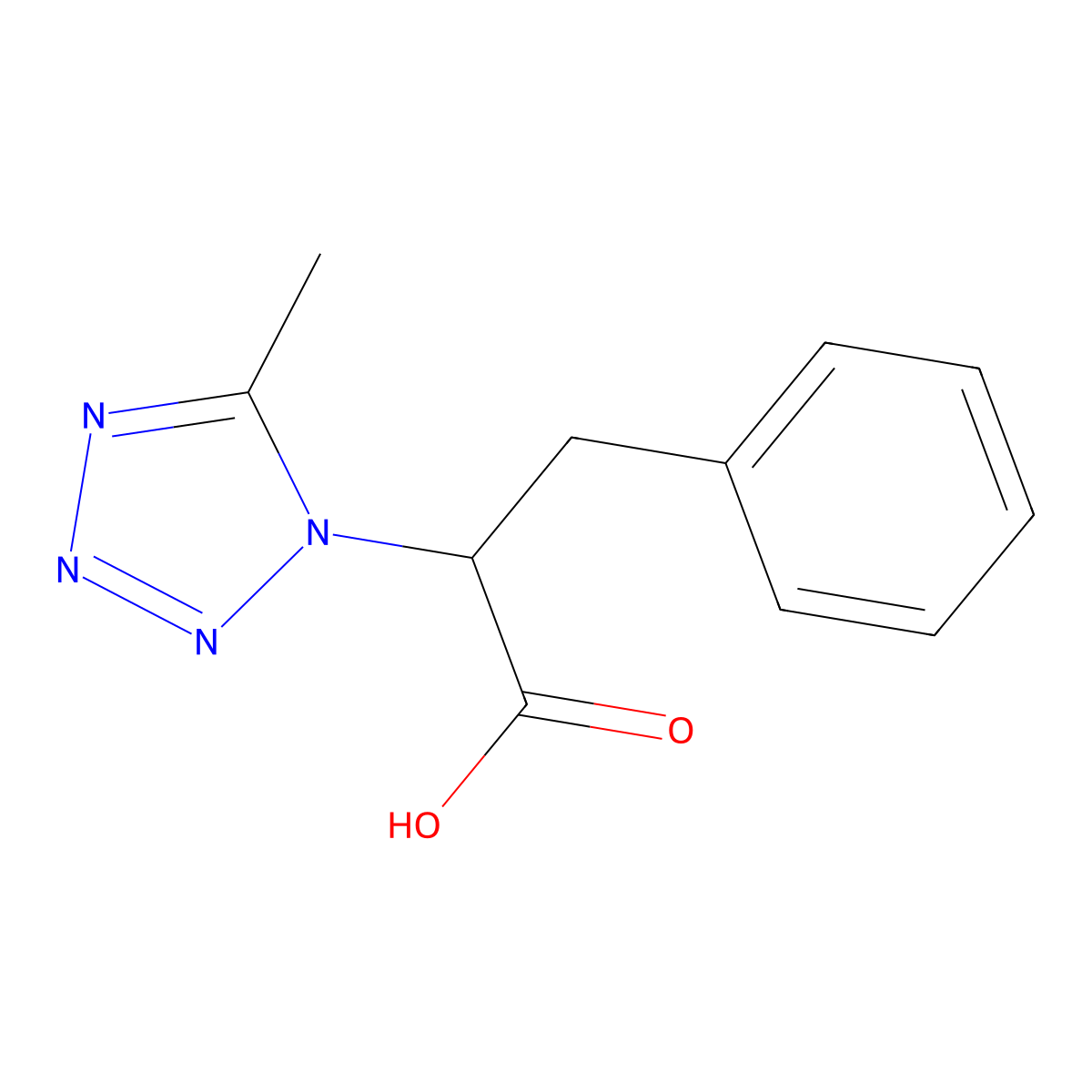 2-(5-methyl-1H-1,2,3,4-tetrazol-1-yl)-3-phenylpropanoic acid molecular structure, CAS 109734-83-0