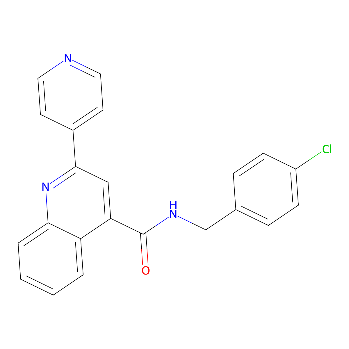 N-(4-chlorobenzyl)-2-(4-pyridyl)-4-quinolinecarboxamide molecular structure, CAS 1097463-17-6