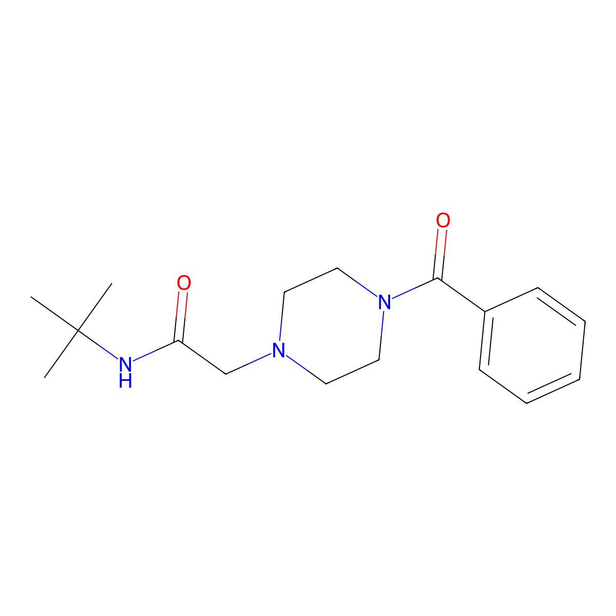 2-(4-benzoylpiperazin-1-yl)-N-tert-butylacetamide molecular structure, CAS 1097482-88-6