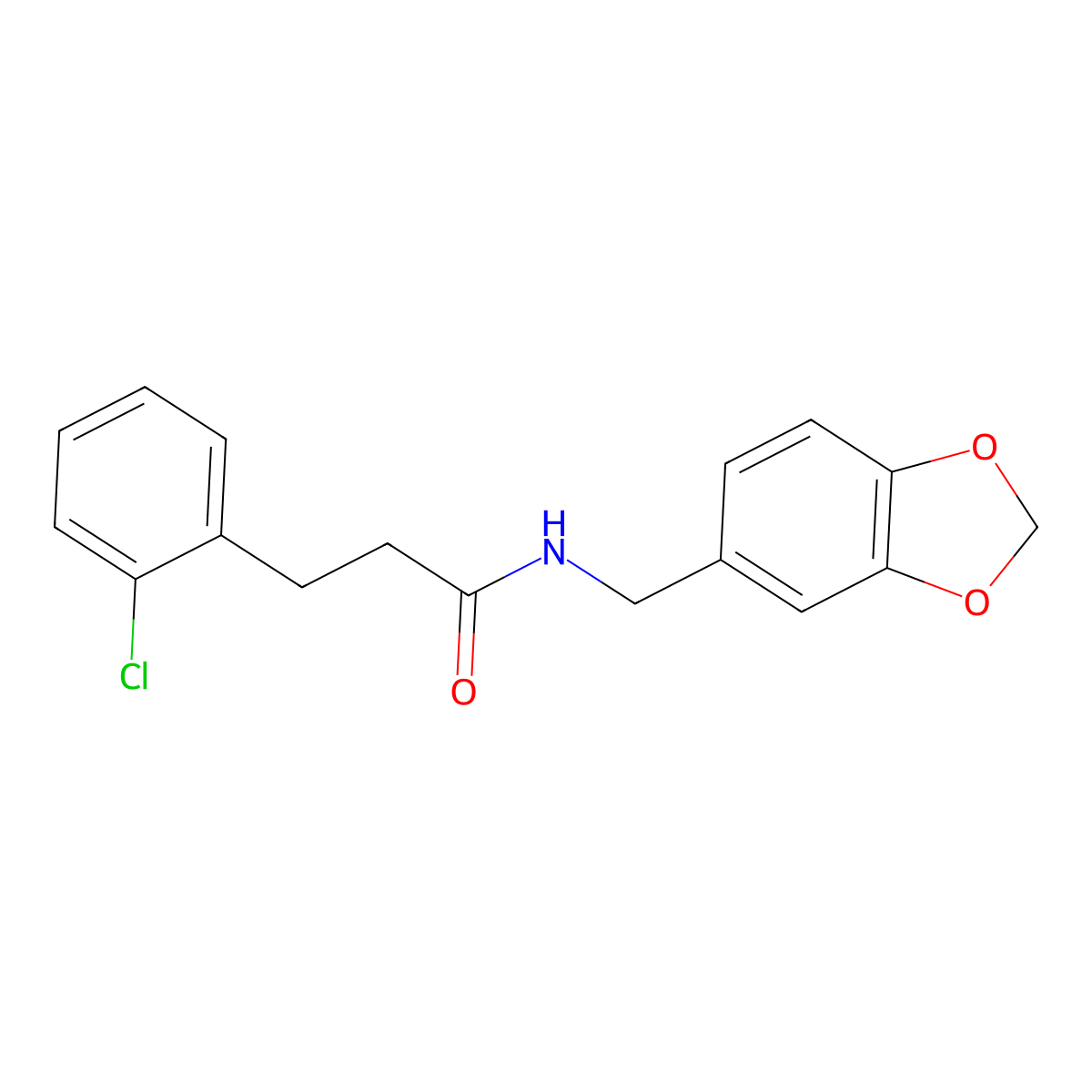 N-(1,3-benzodioxol-5-ylmethyl)-3-(2-chlorophenyl)propanamide molecular structure, CAS 1097489-17-2