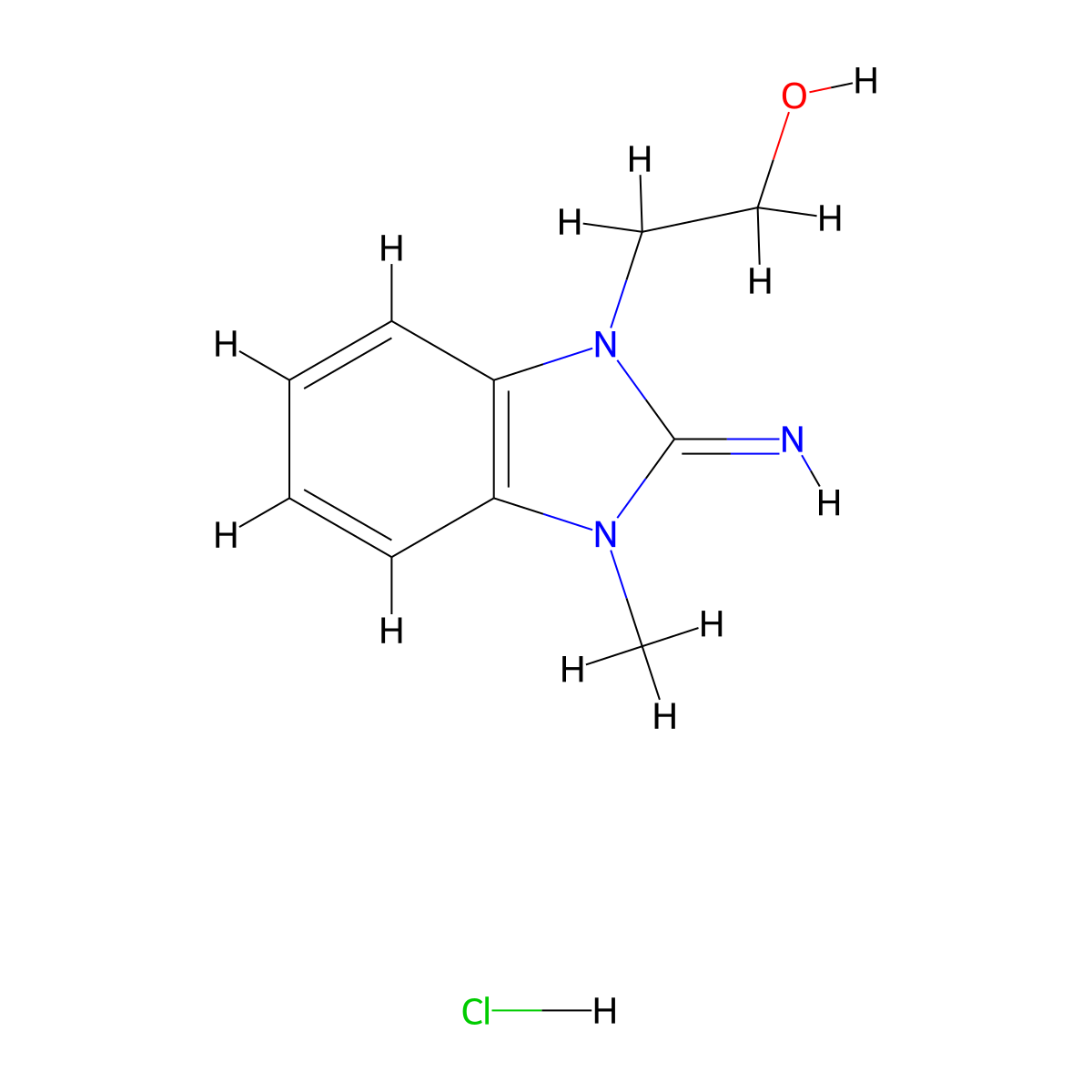 2-(2-Imino-3-methyl-2,3-dihydro-1H-benzimidazol-1-yl)ethanol hydrochloride molecular structure, CAS 109753-28-8
