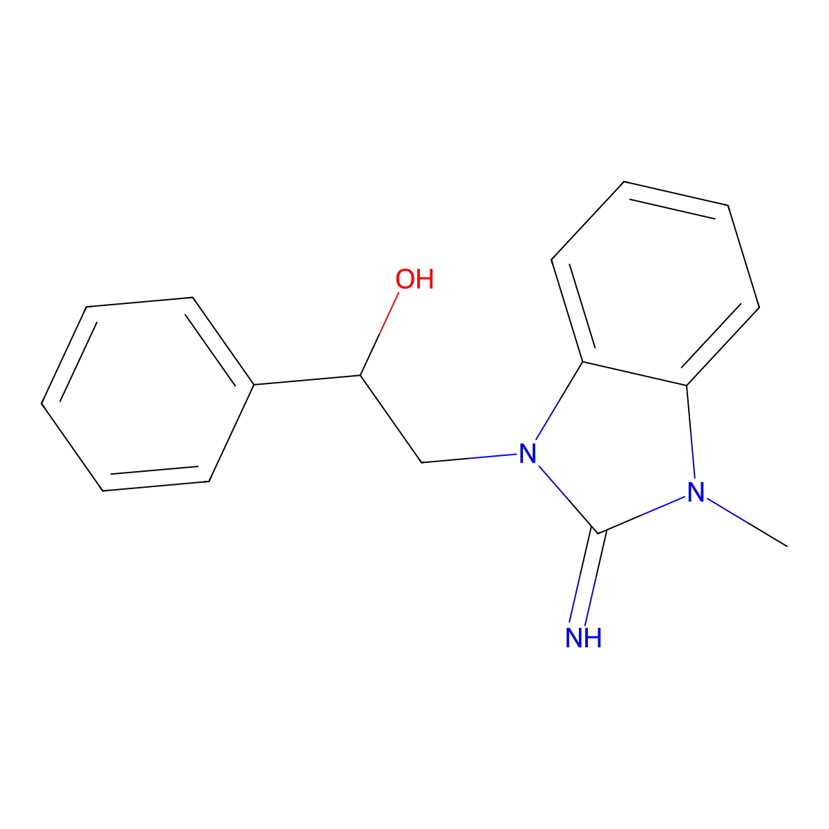 2-(2-Imino-3-methylbenzimidazol-1-yl)-1-phenylethanol molecular structure, CAS 109753-48-2